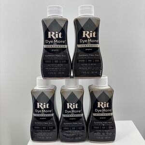 5 Rit Dye More Synthetic Fiber Dye Polyester Nylon Acrylic 7 oz Graphite Lot